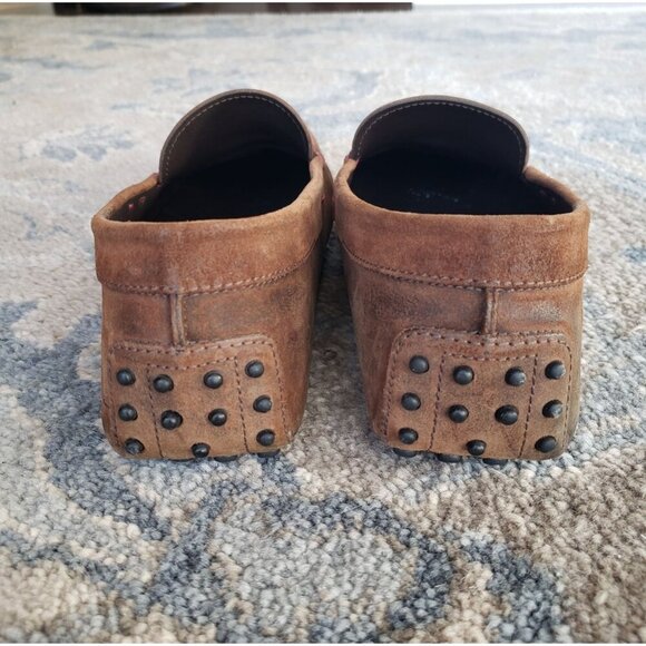 Tod's Men's Brown Leather Gommino Driving Penny Loafers Red Stitching UK10 US11 - Picture 6 of 11